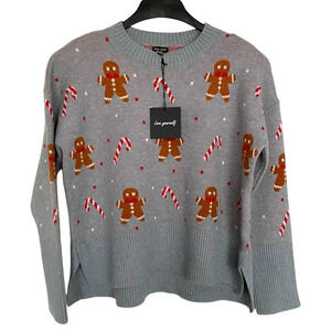 Grace + Karma Gingerbread Candy Cane Christmas Knit Pullover Sweater Holiday